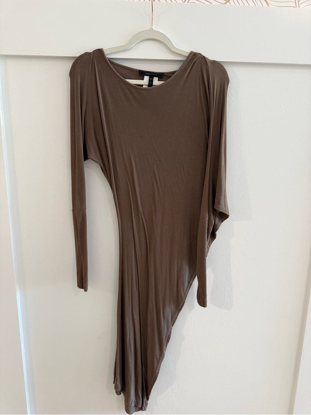 BCBGMaxAzria Asymmetrical Long Sleeve Dress in Brown